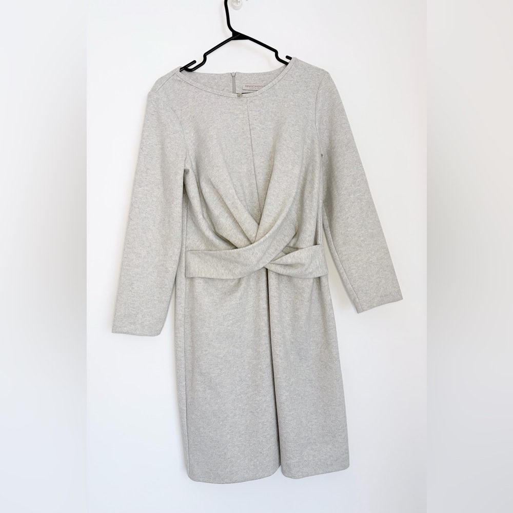 Rinascimento Light Gray Long Sleeve Twist Front Dress